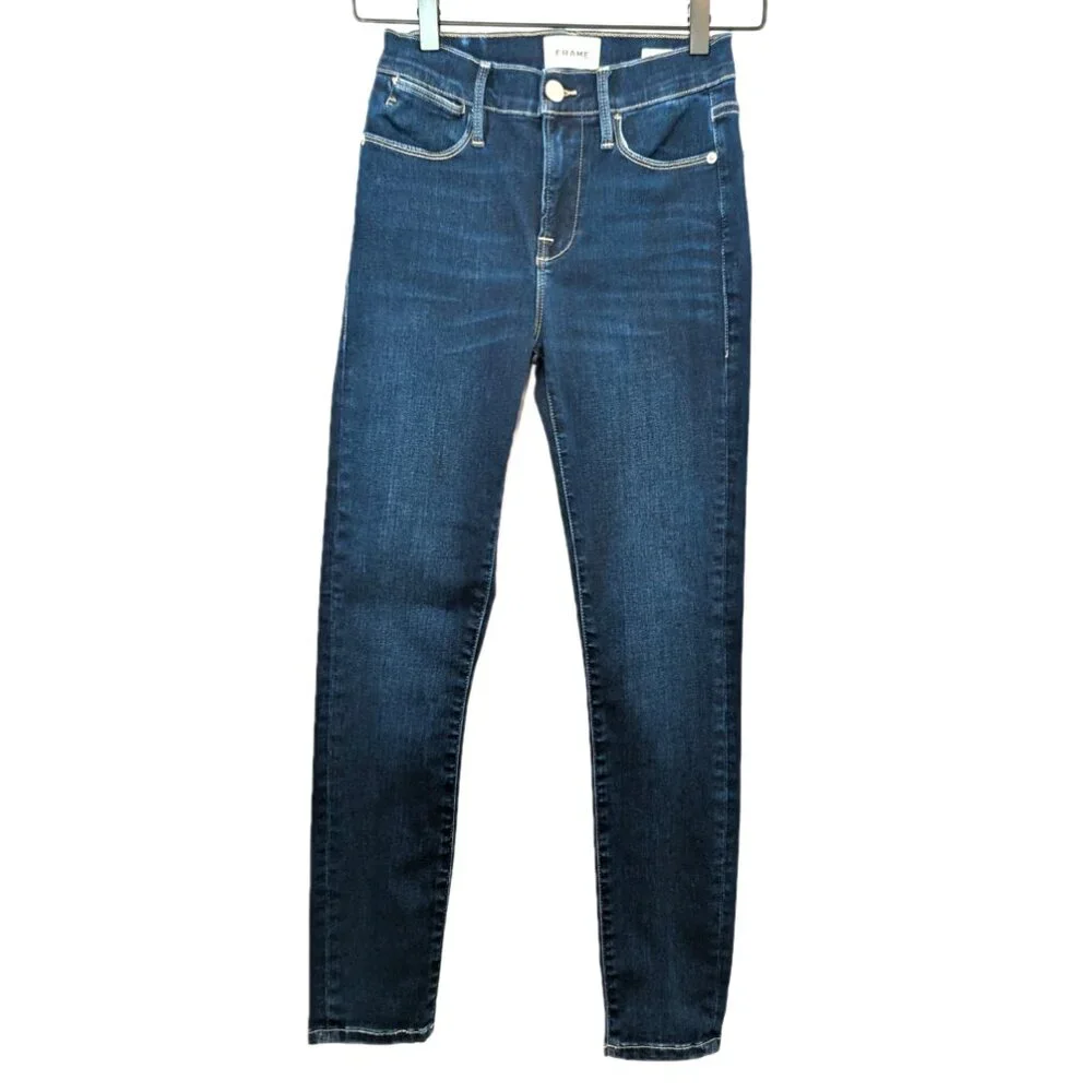 Frame | Le High Skinny Crop Jeans Sanctuary Dark Wash | Size 26 - Picture 1 of 13